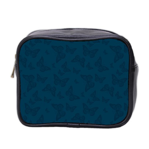 Indigo Dye Blue Butterfly Pattern Mini Toiletries Bag (Two Sides) from ArtsNow.com Front