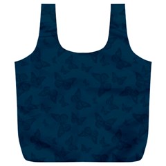 Indigo Dye Blue Butterfly Pattern Full Print Recycle Bag (XXL) from ArtsNow.com Front