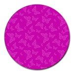 Fuchsia Butterfly Print  Round Mousepads