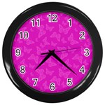 Fuchsia Butterfly Print  Wall Clock (Black)