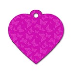 Fuchsia Butterfly Print  Dog Tag Heart (One Side)