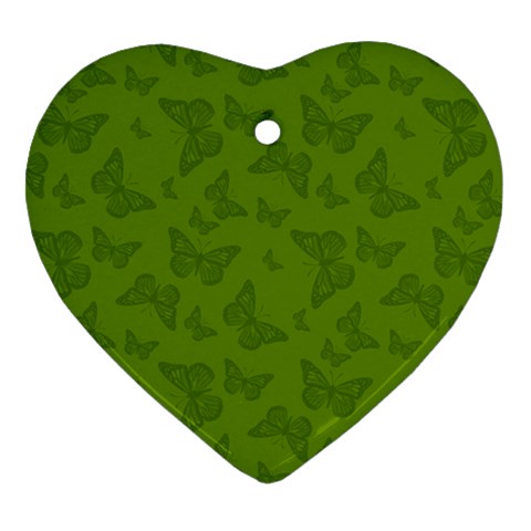 Avocado Green Butterfly Print Ornament (Heart) from ArtsNow.com Front