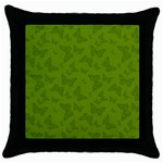 Avocado Green Butterfly Print Throw Pillow Case (Black)