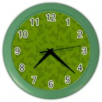 Avocado Green Butterfly Print Color Wall Clock