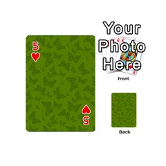 Avocado Green Butterfly Print Playing Cards 54 Designs (Mini) from ArtsNow.com Front - Heart5
