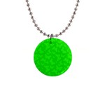 Chartreuse Green Butterfly Print 1  Button Necklace