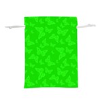 Chartreuse Green Butterfly Print Lightweight Drawstring Pouch (M)