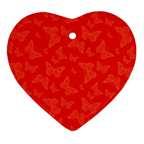 Vermilion Red Butterfly Print Ornament (Heart) from ArtsNow.com Front