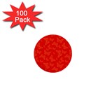 Vermilion Red Butterfly Print 1  Mini Buttons (100 pack) 