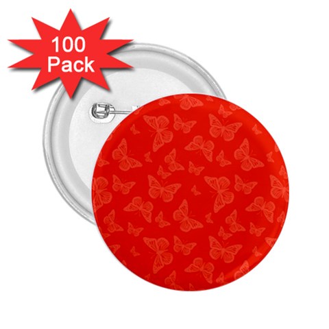 Vermilion Red Butterfly Print 2.25  Buttons (100 pack)  from ArtsNow.com Front
