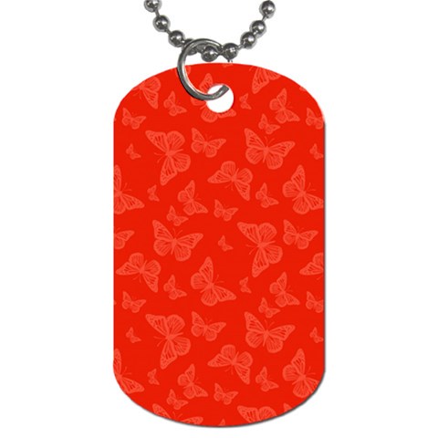 Vermilion Red Butterfly Print Dog Tag (Two Sides) from ArtsNow.com Front