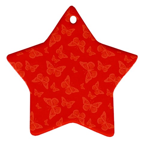 Vermilion Red Butterfly Print Star Ornament (Two Sides) from ArtsNow.com Front