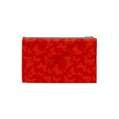 Vermilion Red Butterfly Print Cosmetic Bag (Small) from ArtsNow.com Back