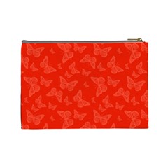 Vermilion Red Butterfly Print Cosmetic Bag (Large) from ArtsNow.com Back