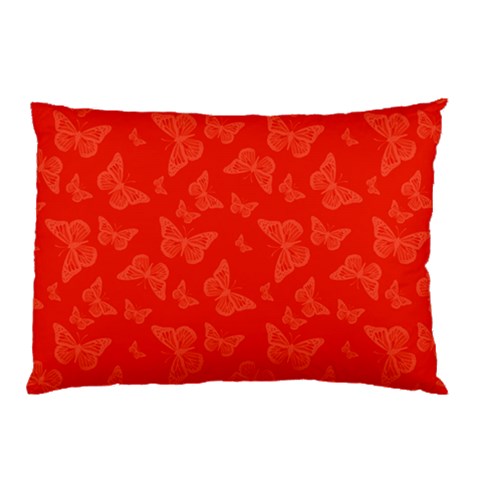 Vermilion Red Butterfly Print Pillow Case (Two Sides) from ArtsNow.com Front