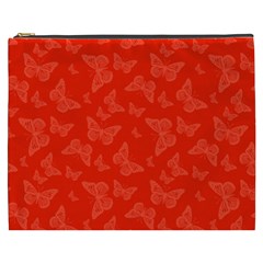Vermilion Red Butterfly Print Cosmetic Bag (XXXL) from ArtsNow.com Front