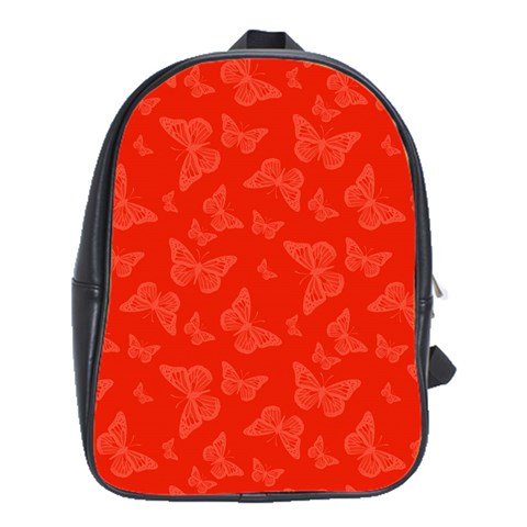 Vermilion Red Butterfly Print School Bag (XL) from ArtsNow.com Front