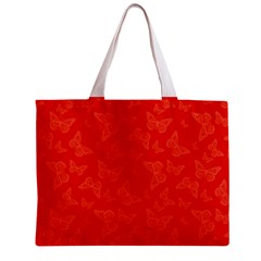 Vermilion Red Butterfly Print Zipper Mini Tote Bag from ArtsNow.com Back