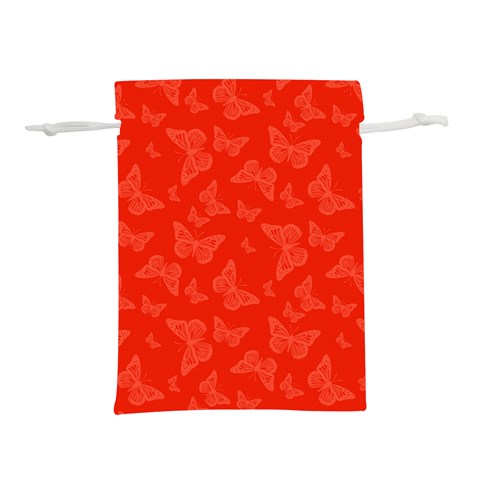 Vermilion Red Butterfly Print Lightweight Drawstring Pouch (M) from ArtsNow.com Front