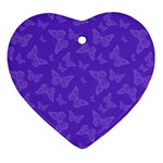 Violet Purple Butterfly Print Ornament (Heart)