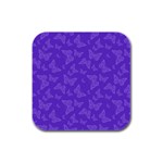 Violet Purple Butterfly Print Rubber Square Coaster (4 pack) 