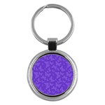 Violet Purple Butterfly Print Key Chain (Round)