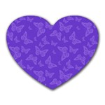 Violet Purple Butterfly Print Heart Mousepads