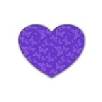 Violet Purple Butterfly Print Heart Coaster (4 pack) 