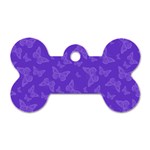 Violet Purple Butterfly Print Dog Tag Bone (One Side)