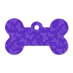 Violet Purple Butterfly Print Dog Tag Bone (Two Sides)