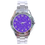 Violet Purple Butterfly Print Stainless Steel Analogue Watch