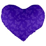 Violet Purple Butterfly Print Large 19  Premium Heart Shape Cushions