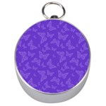 Violet Purple Butterfly Print Silver Compasses