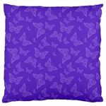 Violet Purple Butterfly Print Large Flano Cushion Case (One Side)