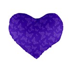 Violet Purple Butterfly Print Standard 16  Premium Flano Heart Shape Cushions