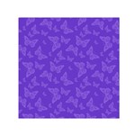 Violet Purple Butterfly Print Small Satin Scarf (Square)