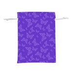 Violet Purple Butterfly Print Lightweight Drawstring Pouch (L)