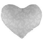 Wedding White Butterfly Print Large 19  Premium Flano Heart Shape Cushions