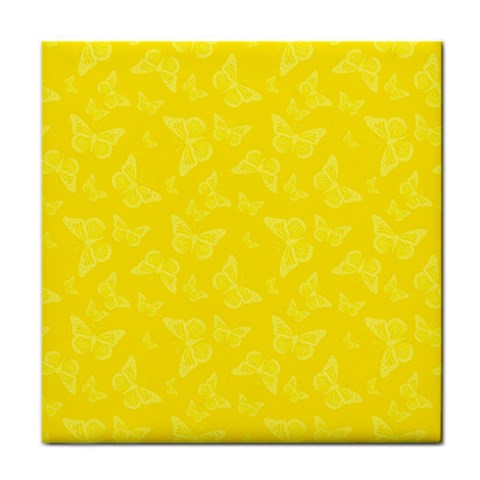 Lemon Yellow Butterfly Print Face Towel from ArtsNow.com Front