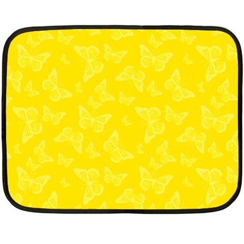 Lemon Yellow Butterfly Print Double Sided Fleece Blanket (Mini)  from ArtsNow.com 35 x27  Blanket Front