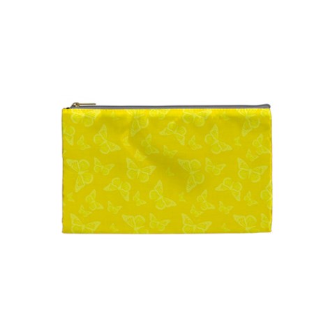 Lemon Yellow Butterfly Print Cosmetic Bag (Small) from ArtsNow.com Front