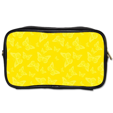 Lemon Yellow Butterfly Print Toiletries Bag (Two Sides) from ArtsNow.com Front
