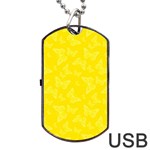 Lemon Yellow Butterfly Print Dog Tag USB Flash (One Side)
