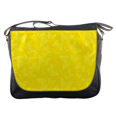 Lemon Yellow Butterfly Print Messenger Bag from ArtsNow.com Front