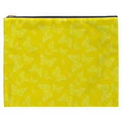 Lemon Yellow Butterfly Print Cosmetic Bag (XXXL) from ArtsNow.com Front