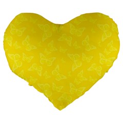 Lemon Yellow Butterfly Print Large 19  Premium Heart Shape Cushions from ArtsNow.com Back