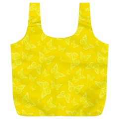Lemon Yellow Butterfly Print Full Print Recycle Bag (XL) from ArtsNow.com Back