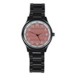 Boho Rustic Pink Stainless Steel Round Watch