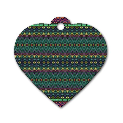 Boho Summer Green Dog Tag Heart (One Side) from ArtsNow.com Front