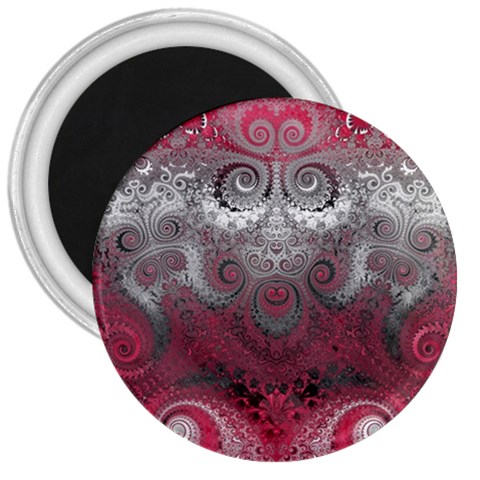 Black Pink Spirals and Swirls 3  Magnets from ArtsNow.com Front